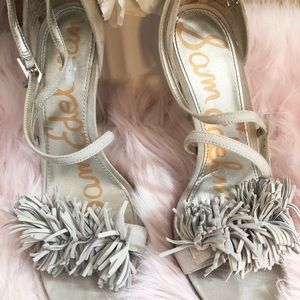 Sam Edelman Shoes - Gray suede sandals with fringes. Sam Edelman Shoes - Gray suede sandals with fringes.